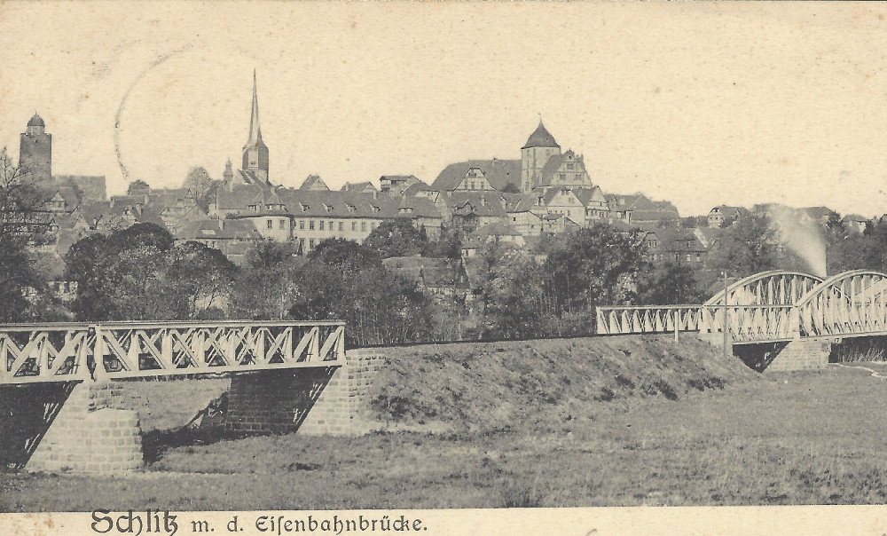 Schlitz alte Ansicht mit Eisenbahnbrücke